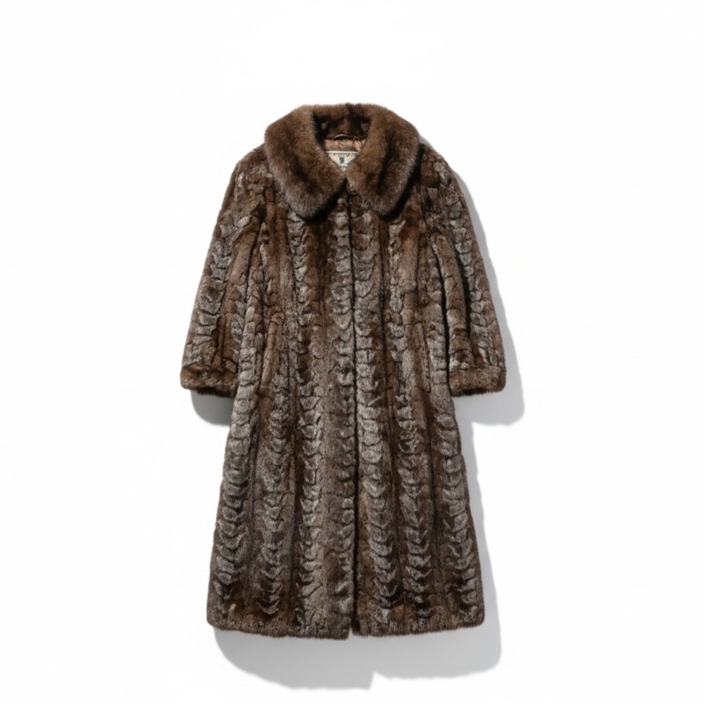 Vintage Mink fur Luxurious long Brown Coat size L